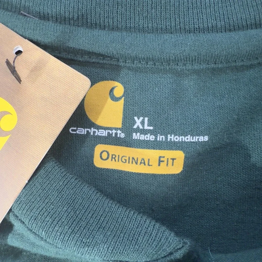 Carhartt Shirt Mens XL Green Long Sleeve Henley Pocket Original Fit Work Tee